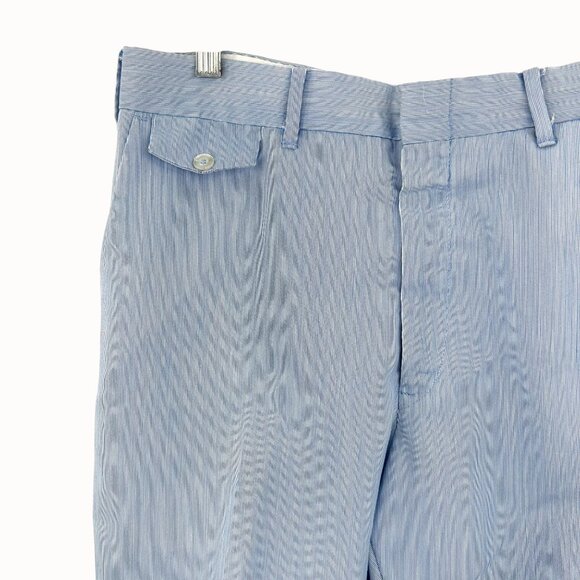 VINTAGE 60's PALLADIUM Men's Blue & White Pinstriped Flat Front Dress Pants - M - Picture 2 of 8